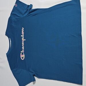 Champion T-Shirt Teal Rainbow Girl's Size XL
